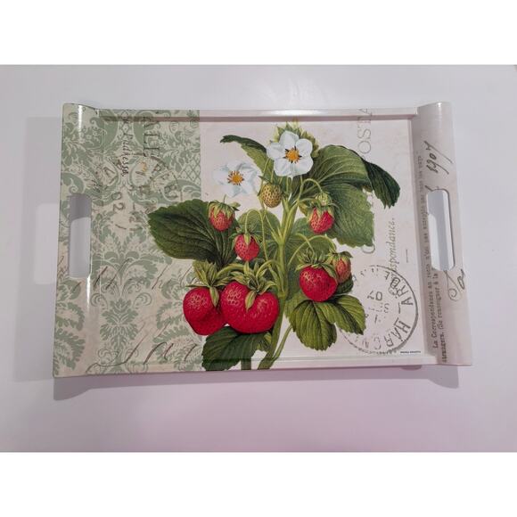 PAULA SCALETTA 15.50" Melamine Serving Tray Strawberries Italy - VGUC - Picture 1 of 6